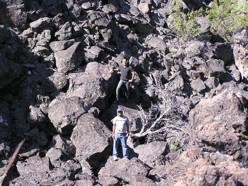 Parmender, with his friend, on the mouth of a Big Lava Cave / Lava Beds-2.jpg Lava Beds-2.jpg