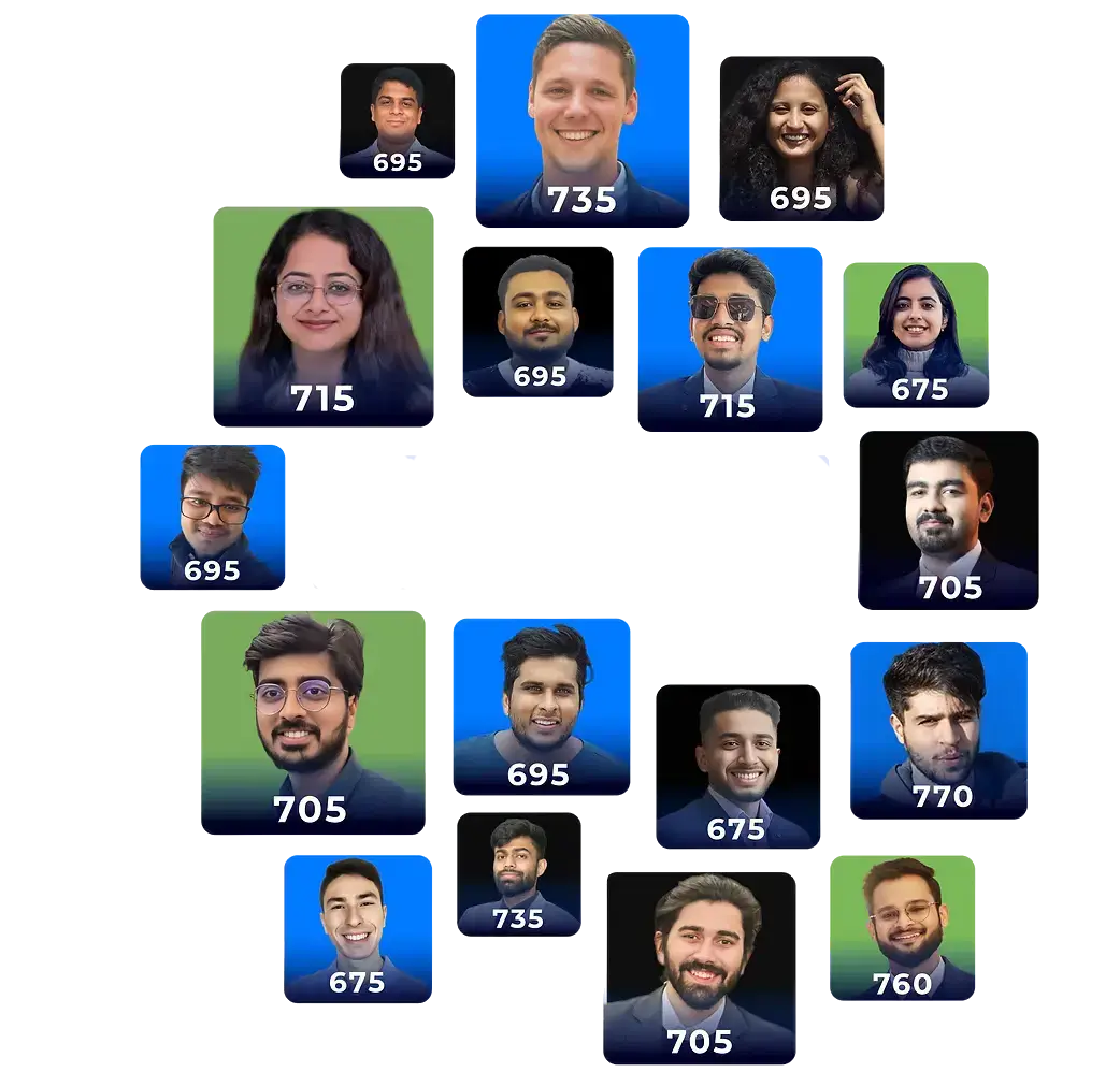 GMAT Successful Students Collage with Scores