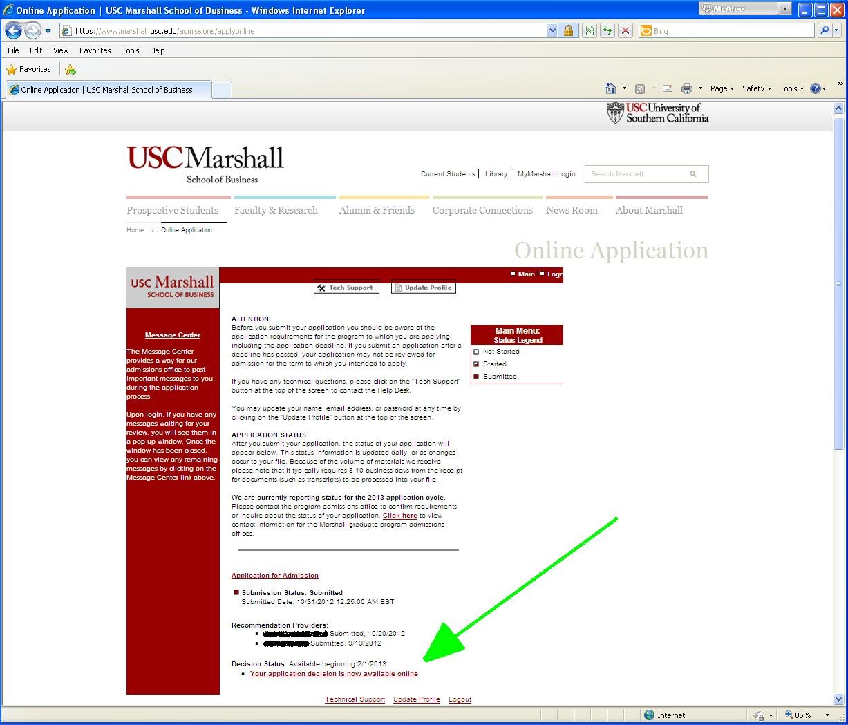 USC Marshall Decision Status 2.1.13.JPG