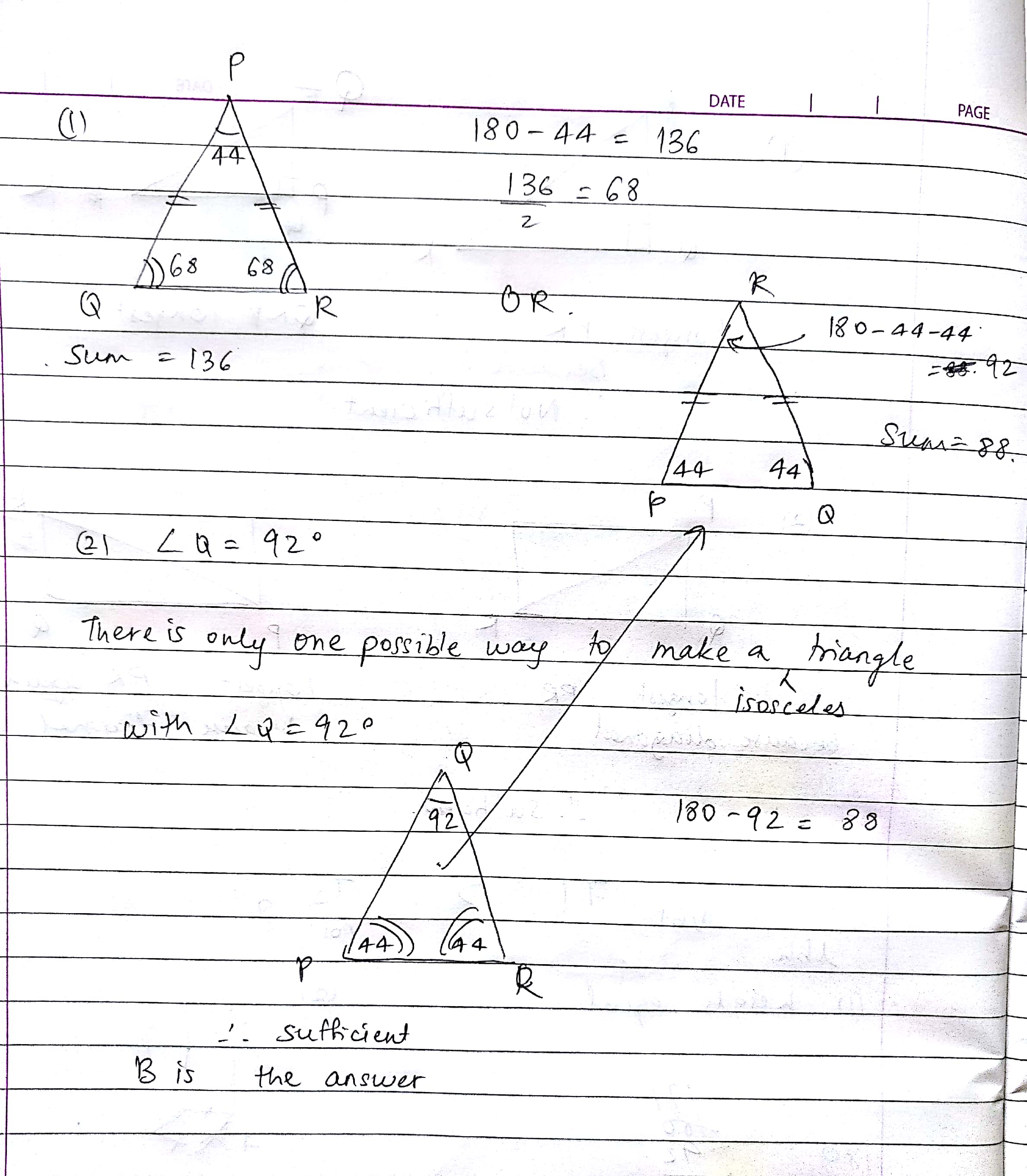What is the sum of the equal angles of the isosceles.jpg