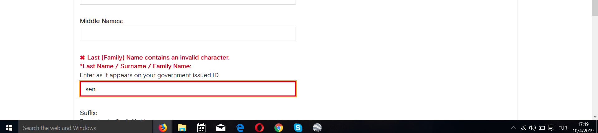 I have taken an ss when I was signing up to be able to present as an evidence, but probably this is not an evidence. / surname mismatch.png surname mismatch.png
