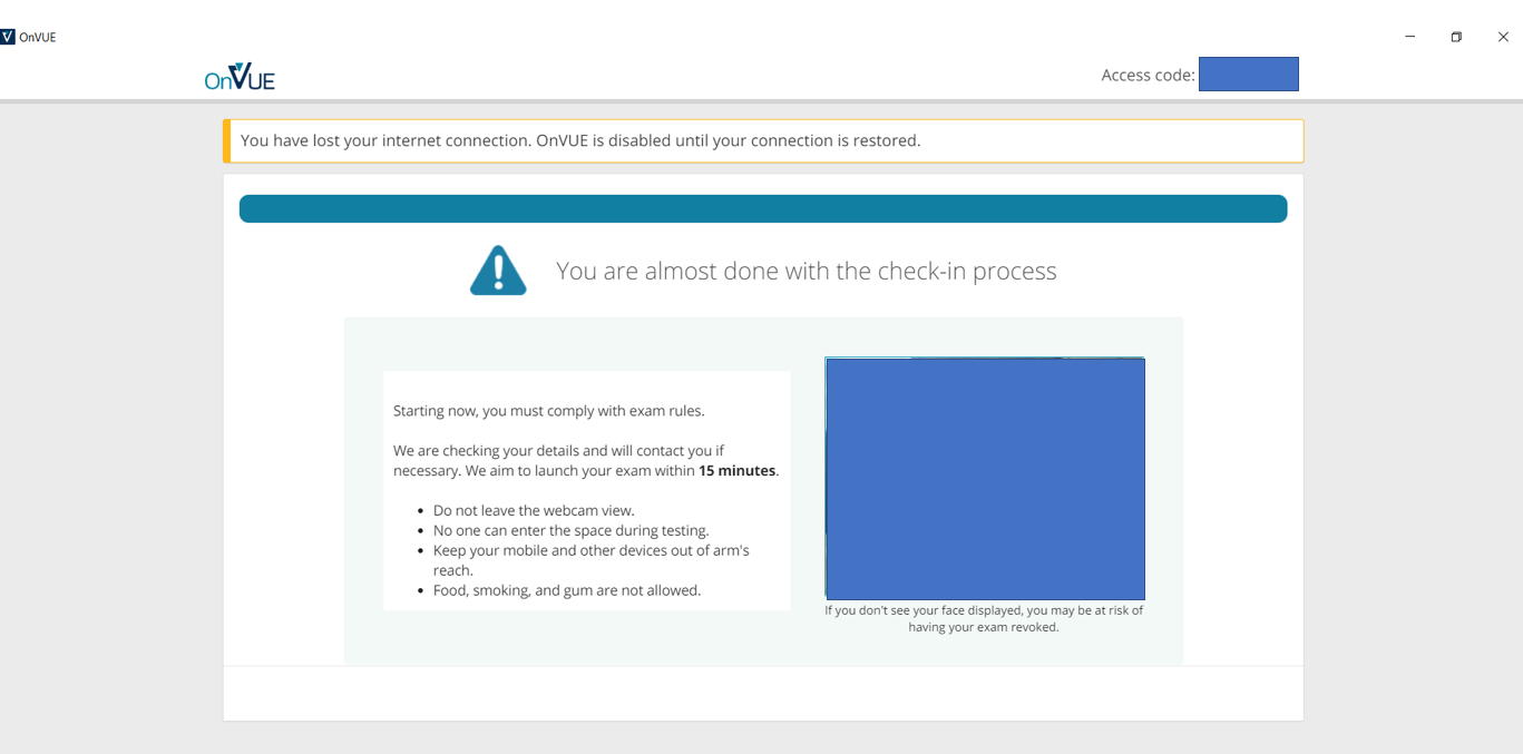 I have hidden Access Code and my face for privacy concerns. / OnVue error - edited.png OnVue error - edited.png