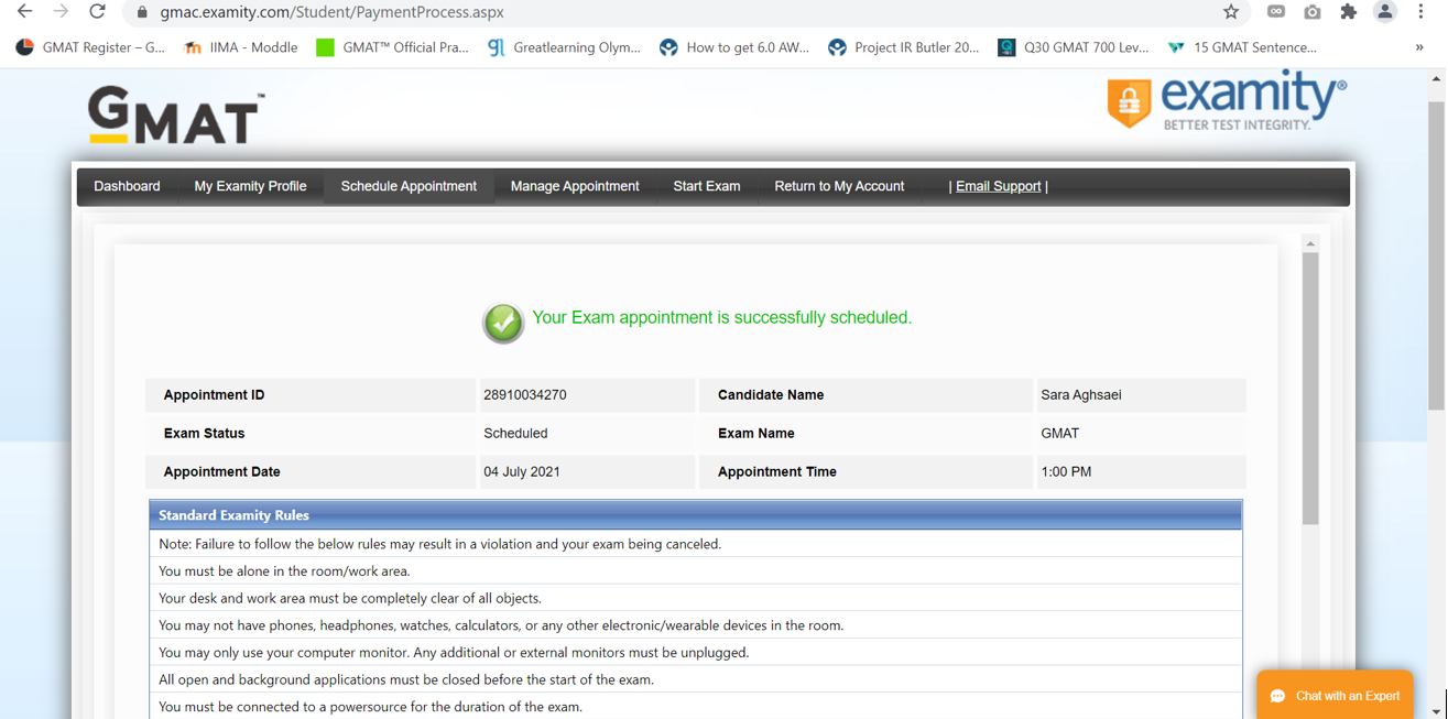 Wrong Name and Date Examity.PNG